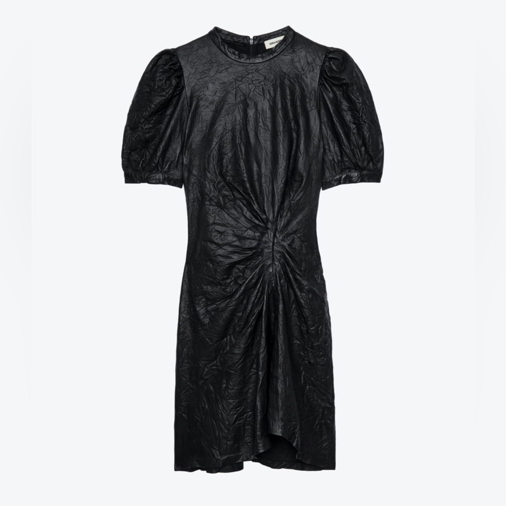 Zadig & Voltaire Rixe Lambskin Leather Mini Dress M NWT Flaw - Picture 4 of 12